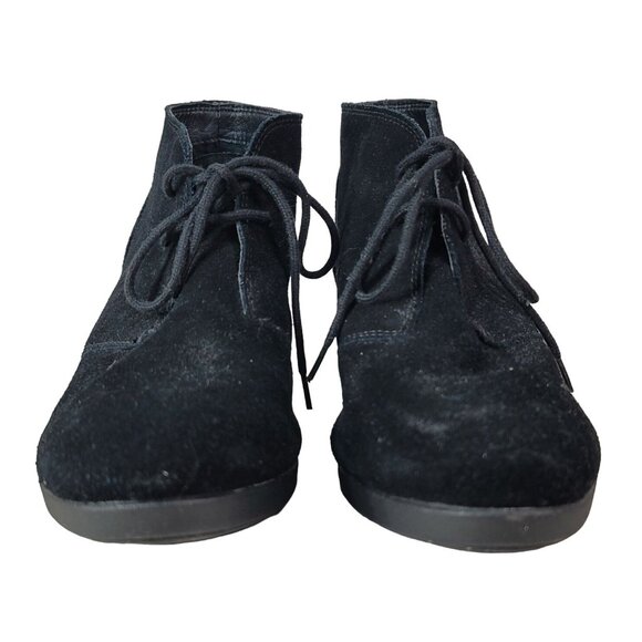 Crocs Womens Leigh Ankle Boots Black Size 10 Lace Up Booties Suede Wedge Comfort - Picture 4 of 11